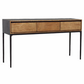 Cabot Natural Wood Finish and Black Console Table